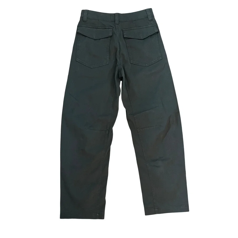 Madewell Womens Olive Darted Barrel Leg Cotton Blend Pants Trousers 23 New - Picture 5 of 10